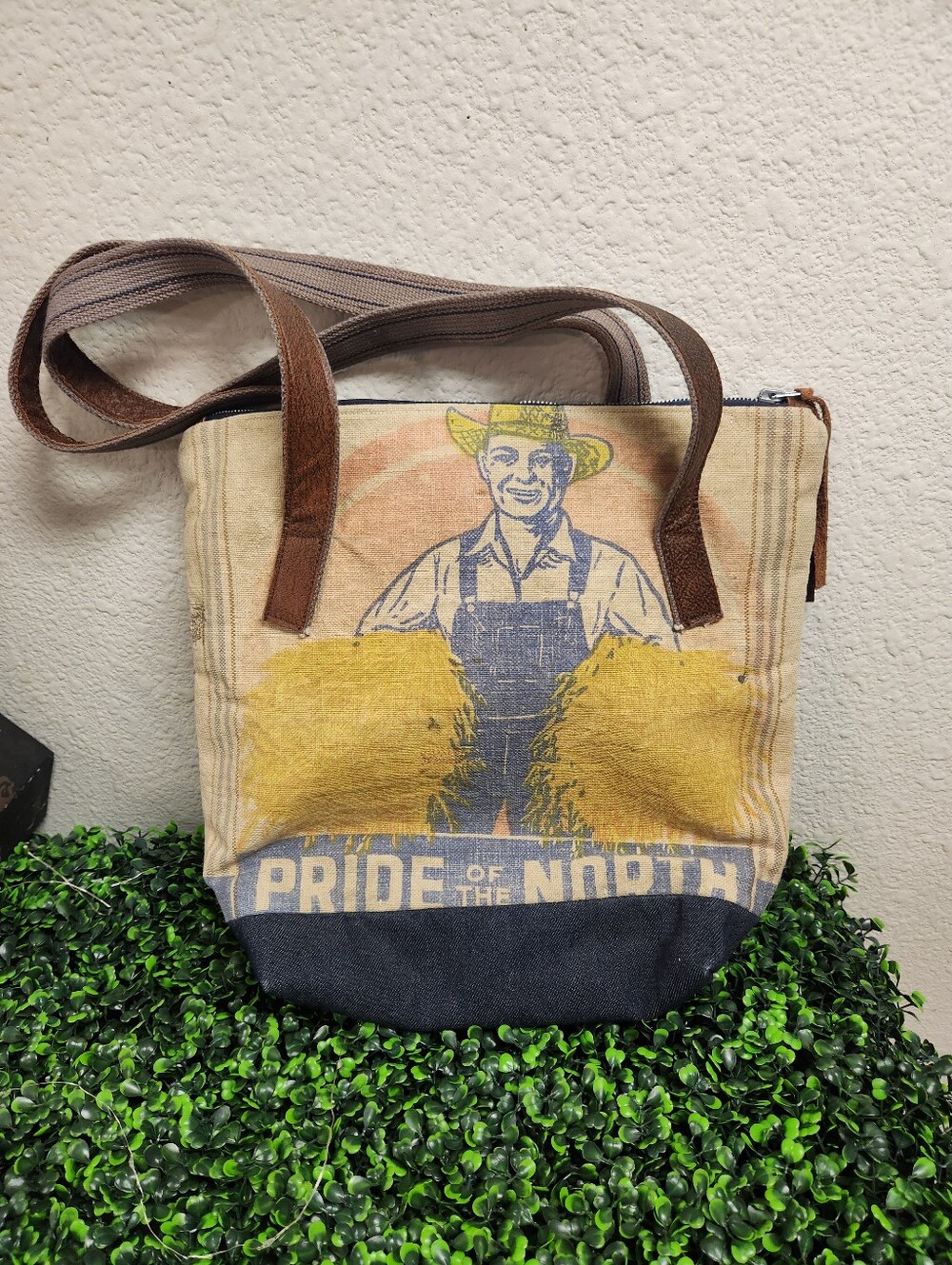 Handmade/Upcycled Shoulder/Tote Bag, Pride Of The North Feedsack